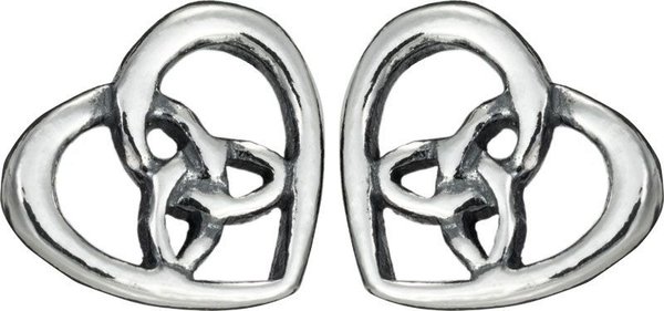 Heart Triskell Celtic Earstuds, ein Paar, Silber 925/1000