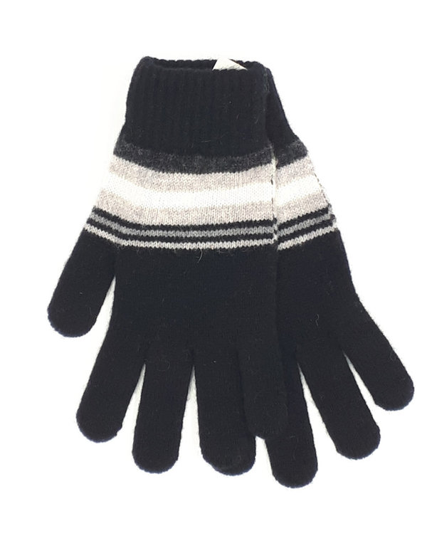 Gentleman's Knitted Gloves Black and Grey Stripes