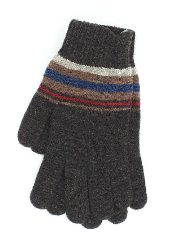 Gentleman's Knitted Gloves Chocolate Multi Stripes